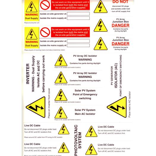 PV FiT 'MCS' Safety Label Kit