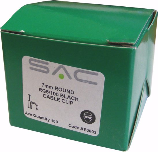 S.A.C. 7mm RG6/100 BLACK Clips x100     