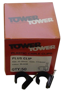 TOWER 5 Core Cable Clip BLACK x50