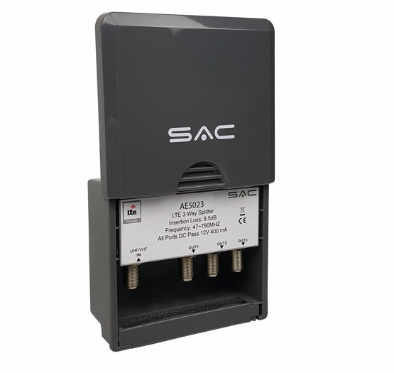 SAC 3 Way LTE Masthead/Outdoor Splitter DC Pass 