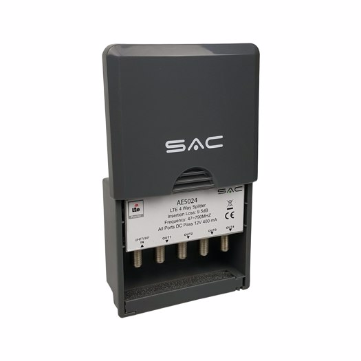 SAC 4 Way LTE Masthead/Outdoor Splitter DC Pass 