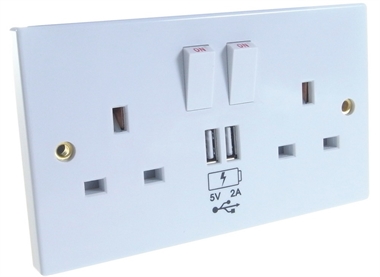 Double Swiched Socket with 2 x USB