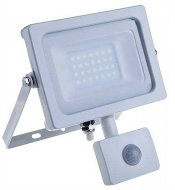 30w LED Floodlight with PIR - White     