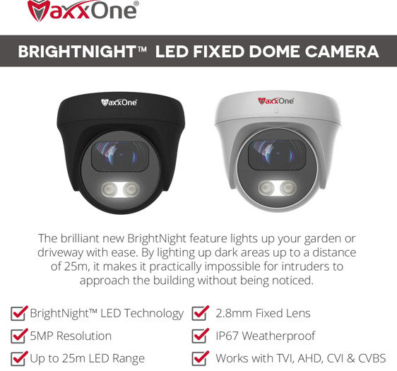 MaxxOne BrightNight 5mp Dome Camera BLACK