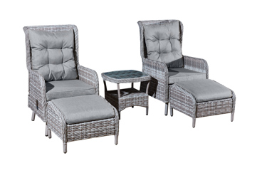 LUX Alloy & PE Rattan 5 piece Patio Set