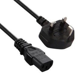 3A Plug to IEC C13 Socket Mains Lead 1.2m
